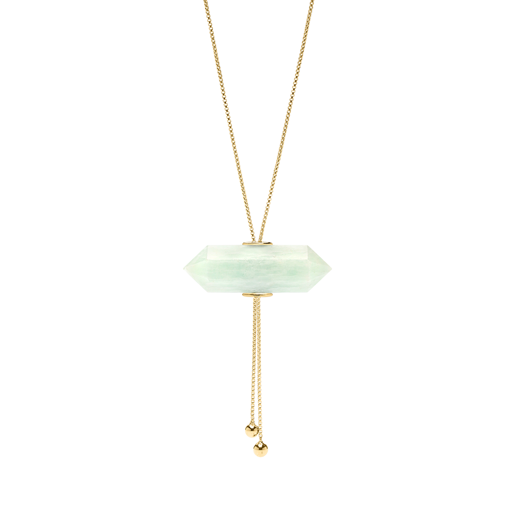 GLIDING CRYSTAL DOUBLE POINT NECKLACE 18K YELLOW GOLD