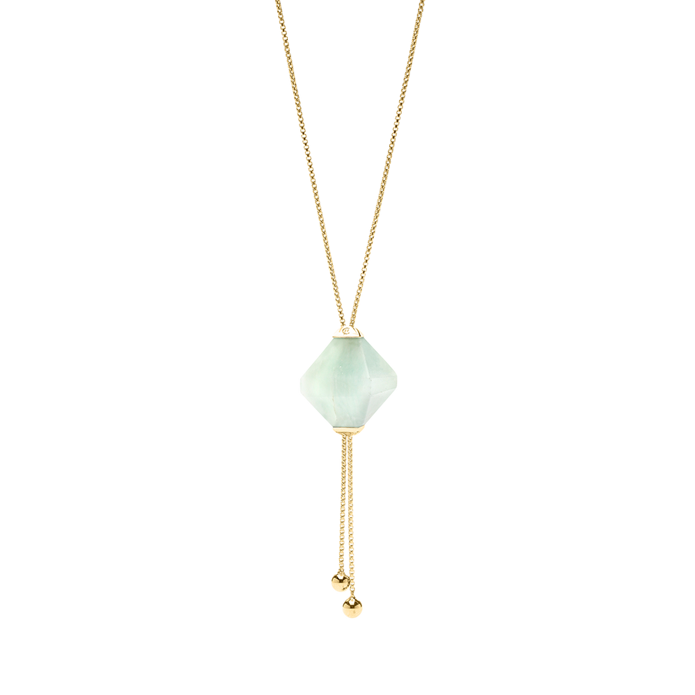 GLIDING CRYSTAL TWIN PYRAMID NECKLACE 18K YELLOW GOLD