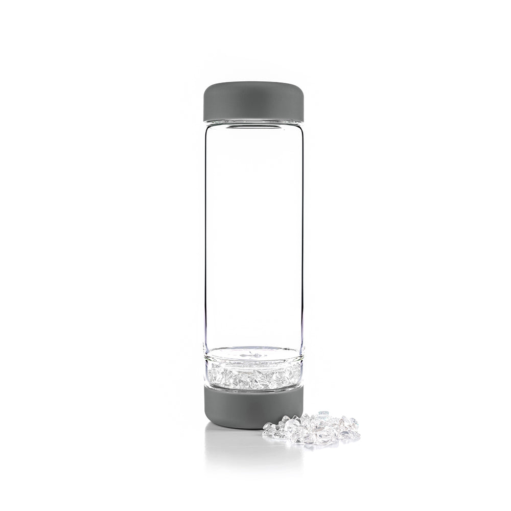 inu! Clear Quartz Crystal Water Bottle - Lava Grey