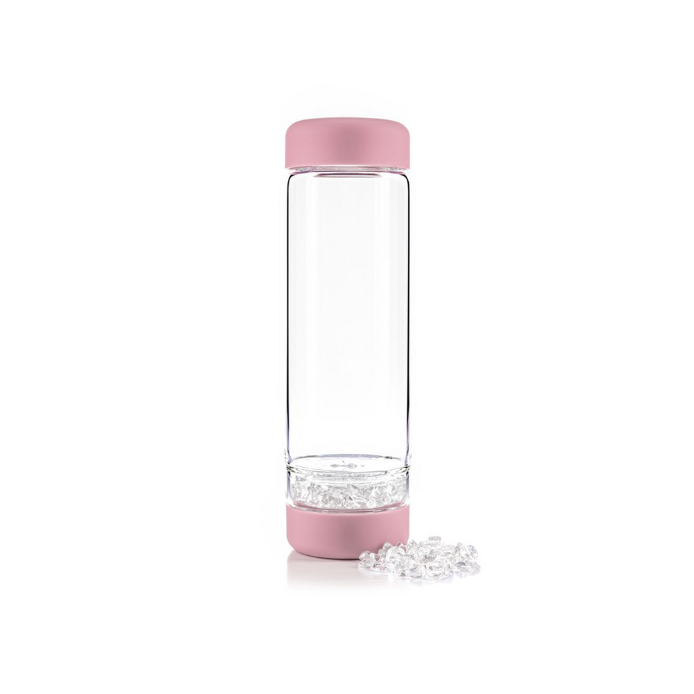 inu! Rose Quartz Crystal Water Bottle - Blossom Rose